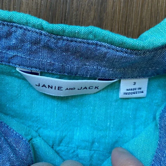 Janie and Jack | Teal button up Shirt - Picture 2 of 4
